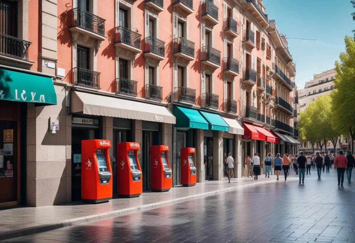 Så hittar du bästa valutan och uttagsautomater i Madrid illustration